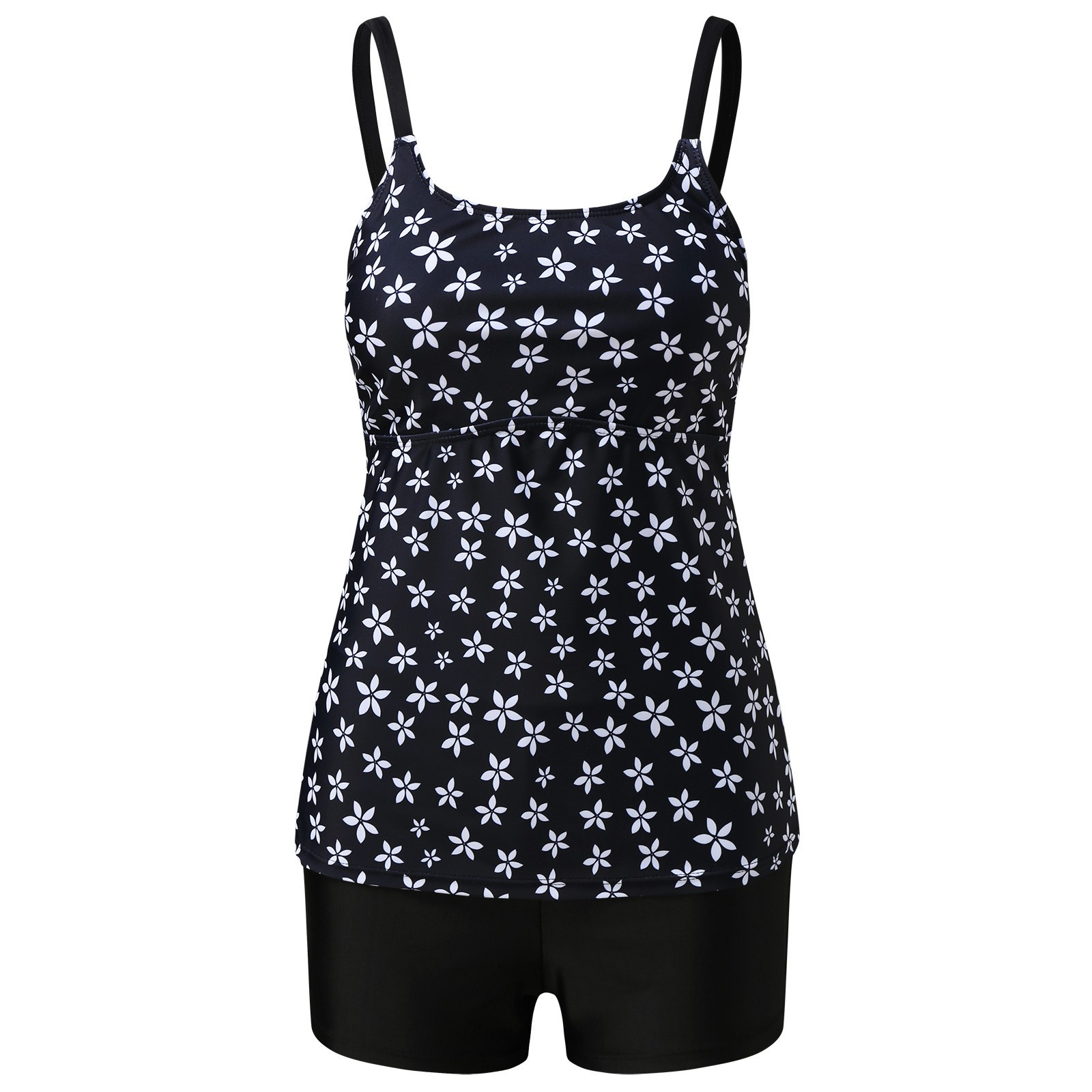 Tankini badpak met bloemenprint en shortje voor dames in grote maten - Comfortabele en stijlvolle badkleding voor vrouwen_voghion.com