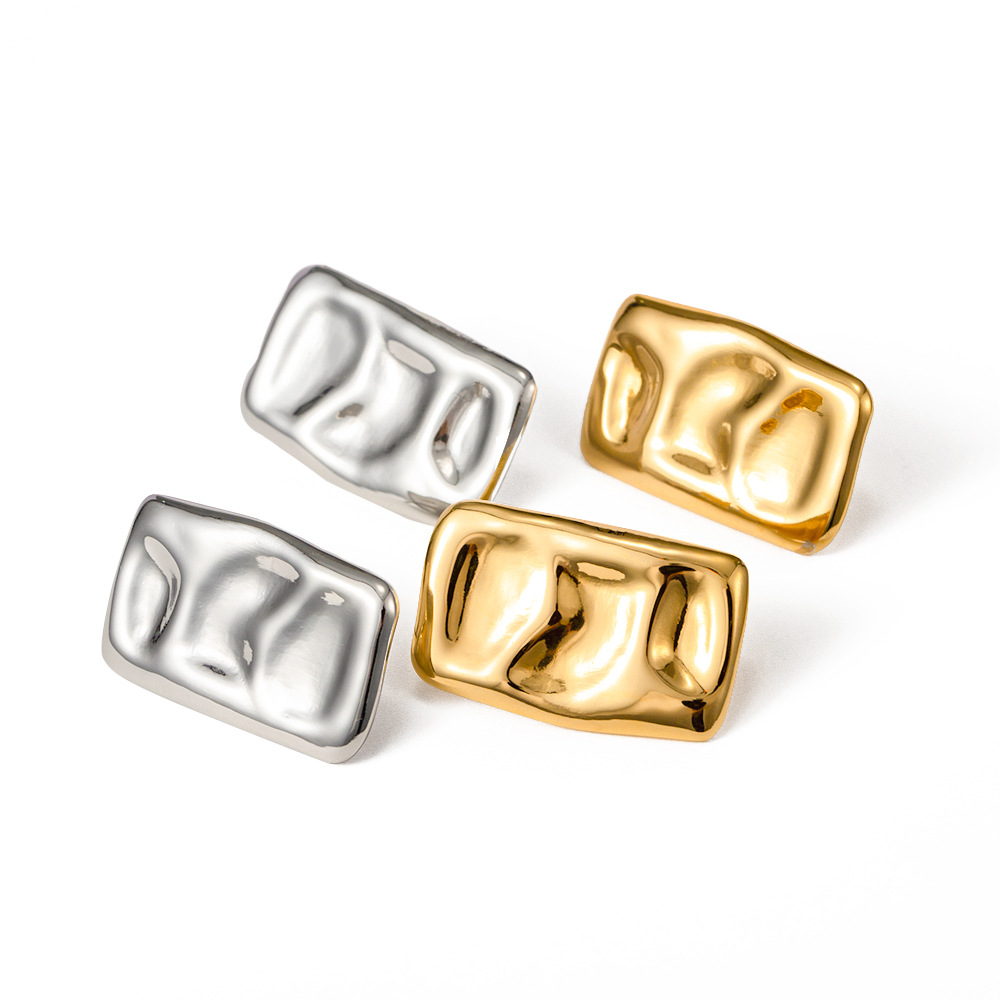 Pendientes de oro de acero de titanio exagerados europeos y americanos de moda para mujer Amazon popular geométrico cuadrado pendientes de oro joyería al por mayor