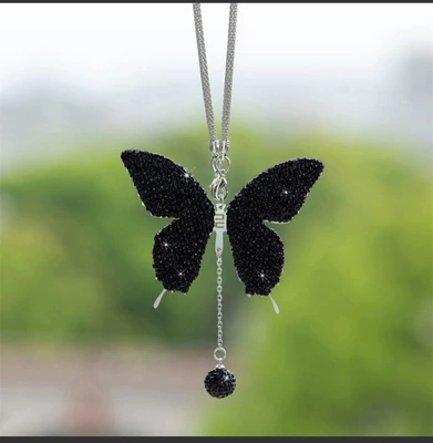 rhinestone pendant, Car hanging - black-butterfly-pendant