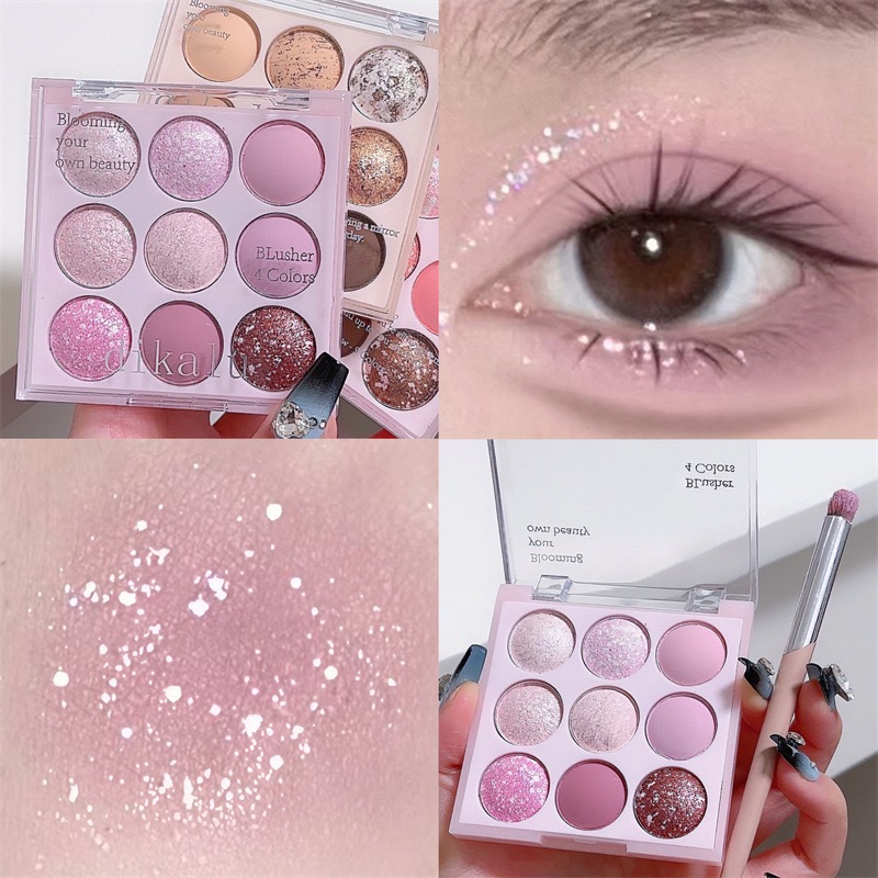 DIKALU nueva serie de helados de verano de nueve colores sombra de ojos sensación de niña Luz de agua rubor Placa de sombra de ojos Perla mate