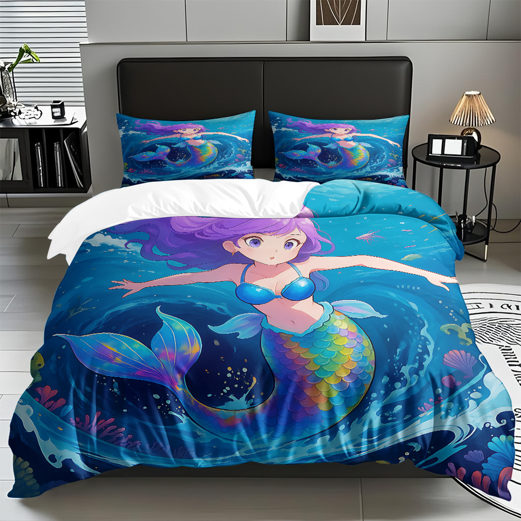 TEMU / JIT transfronterizo dibujos animados sirena digital impresión quilt kit fuente fábrica directa