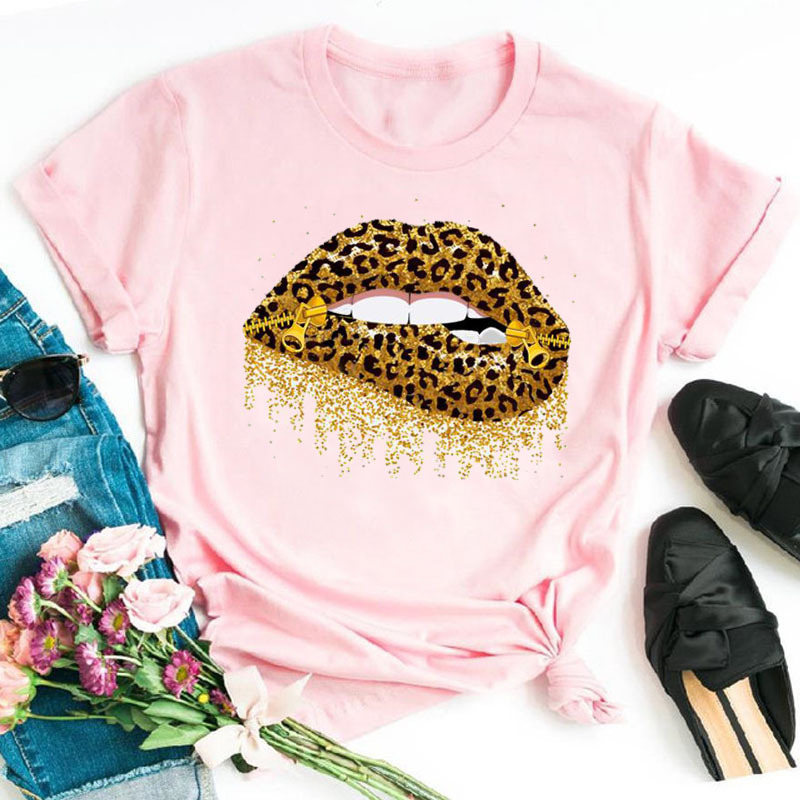 Polyester Fabric Type Regular Top Length T-shirt Tops Type Wholesale Women'S Casual Mouth Short Sleeve Printing T-Shirts