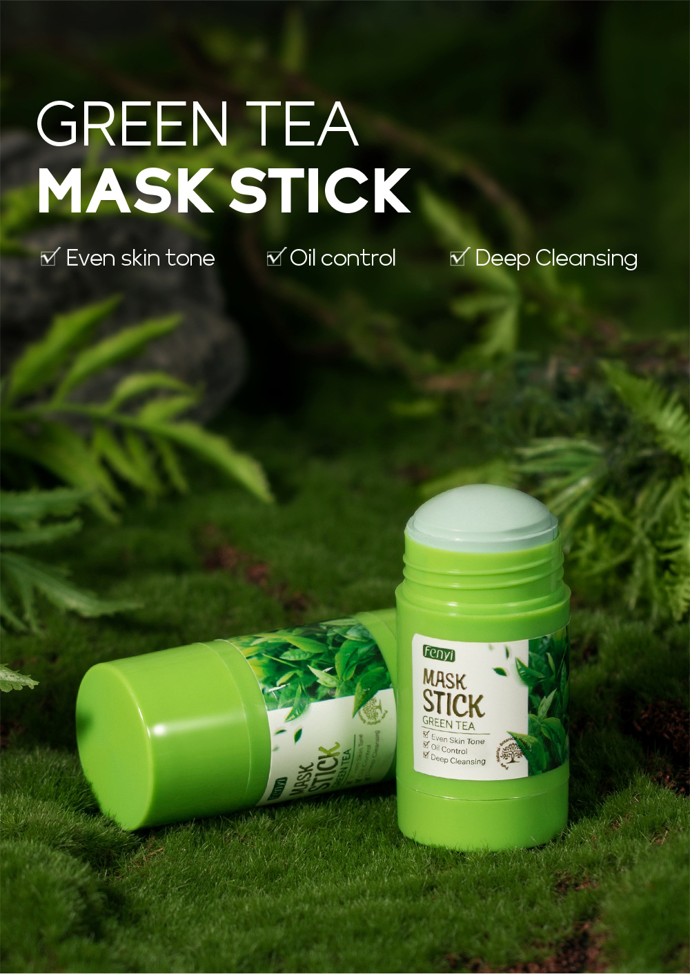 Wholesale of cross-border Fenyi Green Tea Mask Solid Stick Application Type mud Film for hydrating and cleansing, 40g in stock from the manufacturer undefined