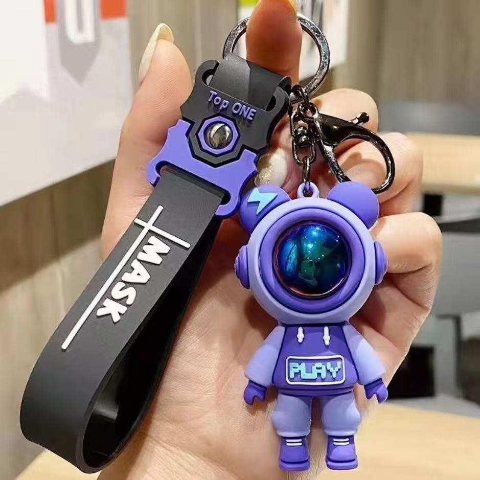Cartoon Flash Bear Astronaut Keychain Cute astronauta bolsa bolsa colgante al por mayor centro comercial muñeca máquina al por mayor image 7