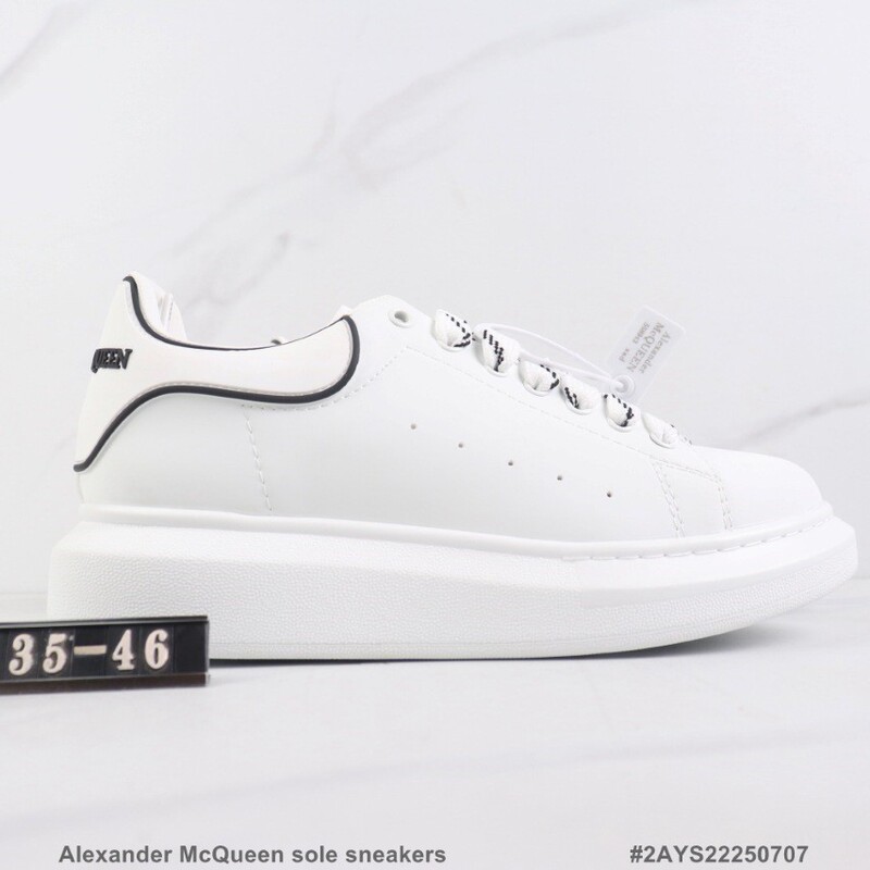 Foreign Trade Cross-Border Putian Shoes, Mcqueen Style First-Layer Leather White Sneakers for Men and Women, Height-Increasing Thick-Soled Breathable Casual Sneakers