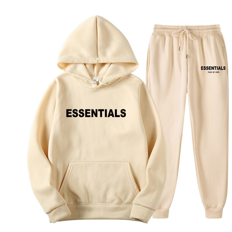 Men's and Women's Hoodies Essentials Fear of God Two-Piece Set with Multi-Line High Street New Autumn and Winter Sweatshirt Trend