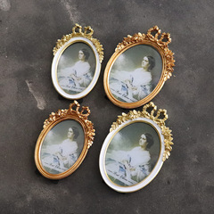 北歐金色雕花蝴蝶結樹脂相框家居裝飾掛牆可擺桌面臥室床頭櫃相框