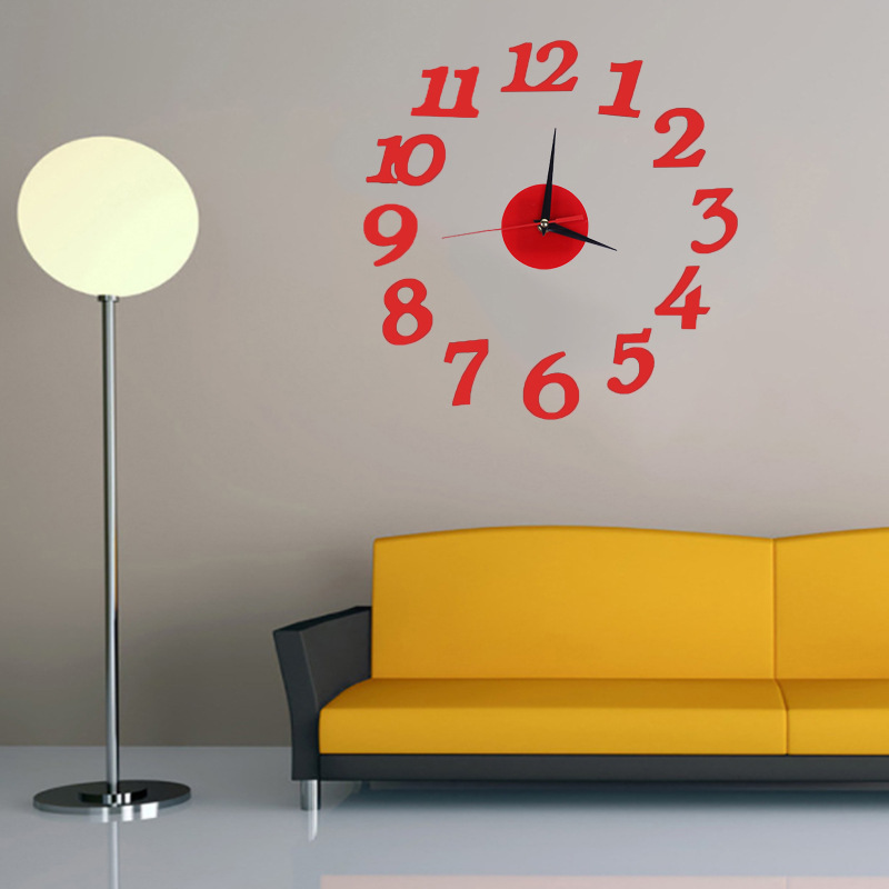 Fábrica al por mayor Amazon transfronterizo acrílico Reloj de pared hogar sala de estar dormitorio Fondo pared pegatina decorativo mudo reloj