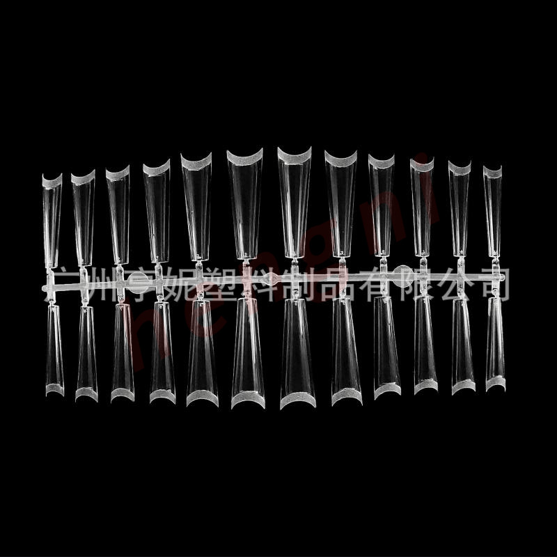 Denim matte transparent long fake nails for manicure