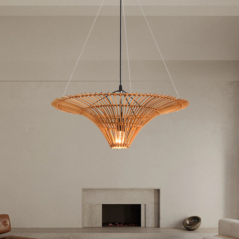 Araña de estilo Yuji estilo japonés comedor dormitorio sala de estar pastoral retro ratán Hotel B & B Sudeste asiático araña de ratán