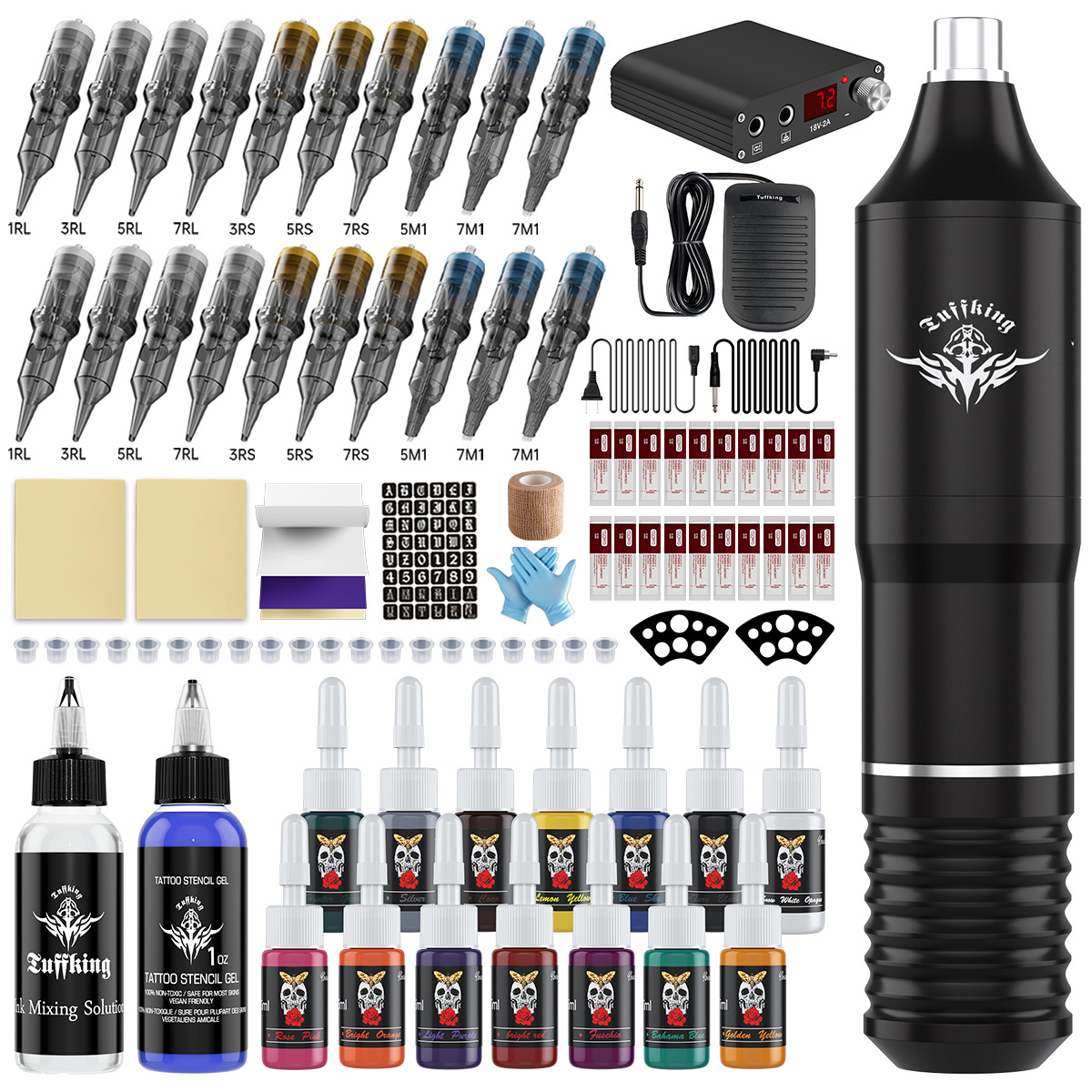 Venta caliente transfronteriza TK herramienta de equipo de tatuaje pluma de tatuaje juego de máquina de tatuaje fuente de alimentación inalámbrica punción herramienta de tatuaje