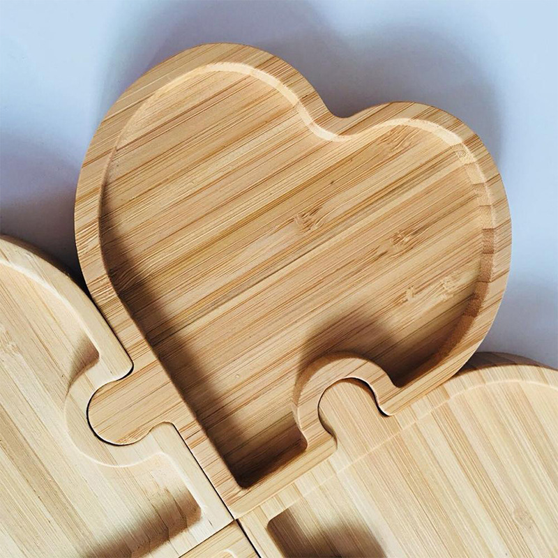 Bandeja de bambú creativa en forma de rompecabezas bandeja de aperitivos desmontable bandeja de fruta de bambú multifuncional en forma de bandeja