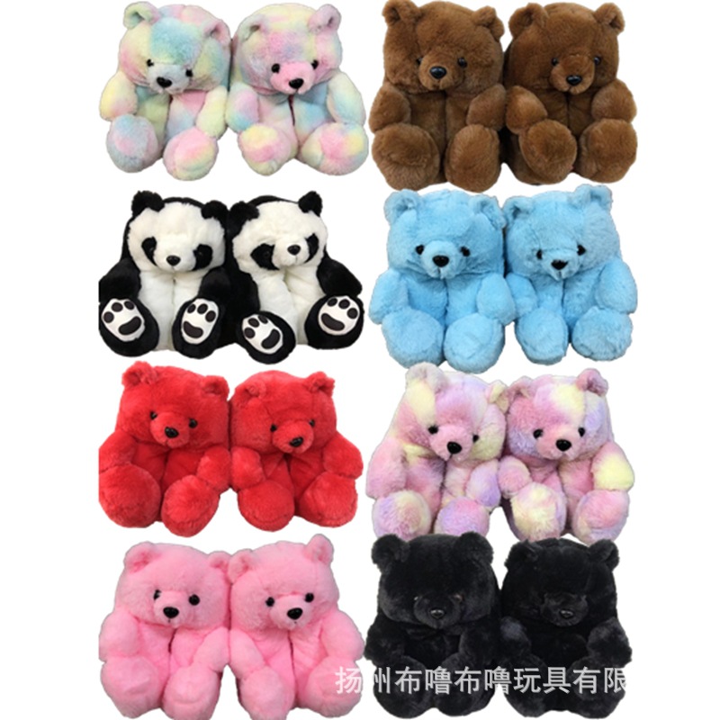 Creative cute teddy bear slippers plush...