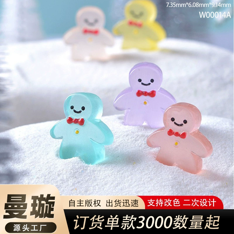 Рождество новый милый светящийся мини Пряничный человечек микро пейзаж снежные украшения DIY рождественские аксессуары оптом