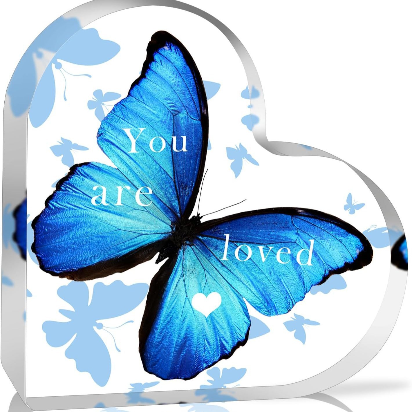 蝴蝶礼品女士蝴蝶励志桌面装饰亚克力心形纪念品桌中心装饰品感谢