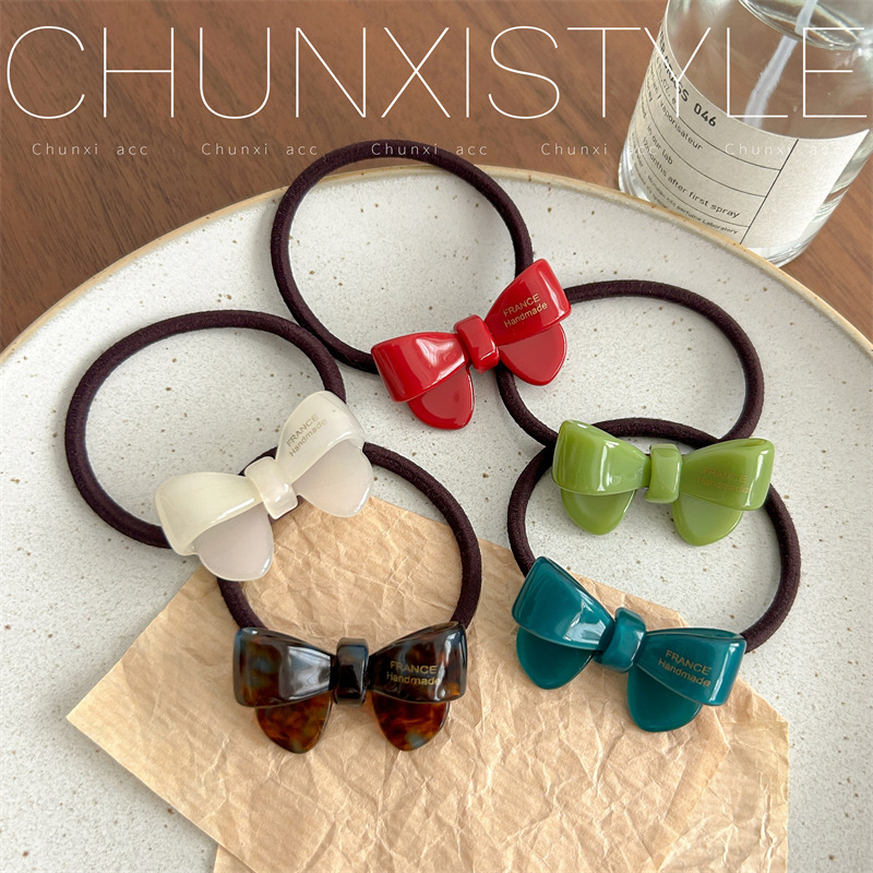 한국 스타일 달콤한 가리 우아한 헤어 링 귀여운 볼 헤드 라인 높은 포니 테일 헤드 라인 Acetic Bow 헤드웨어 고무 밴드