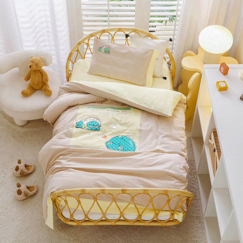 Pure Cotton Washed Cotton Kindergarten Quilt Three-piece Set Baby's Special Bedding Cover Bedding Six-piece Set Children's Bedding
