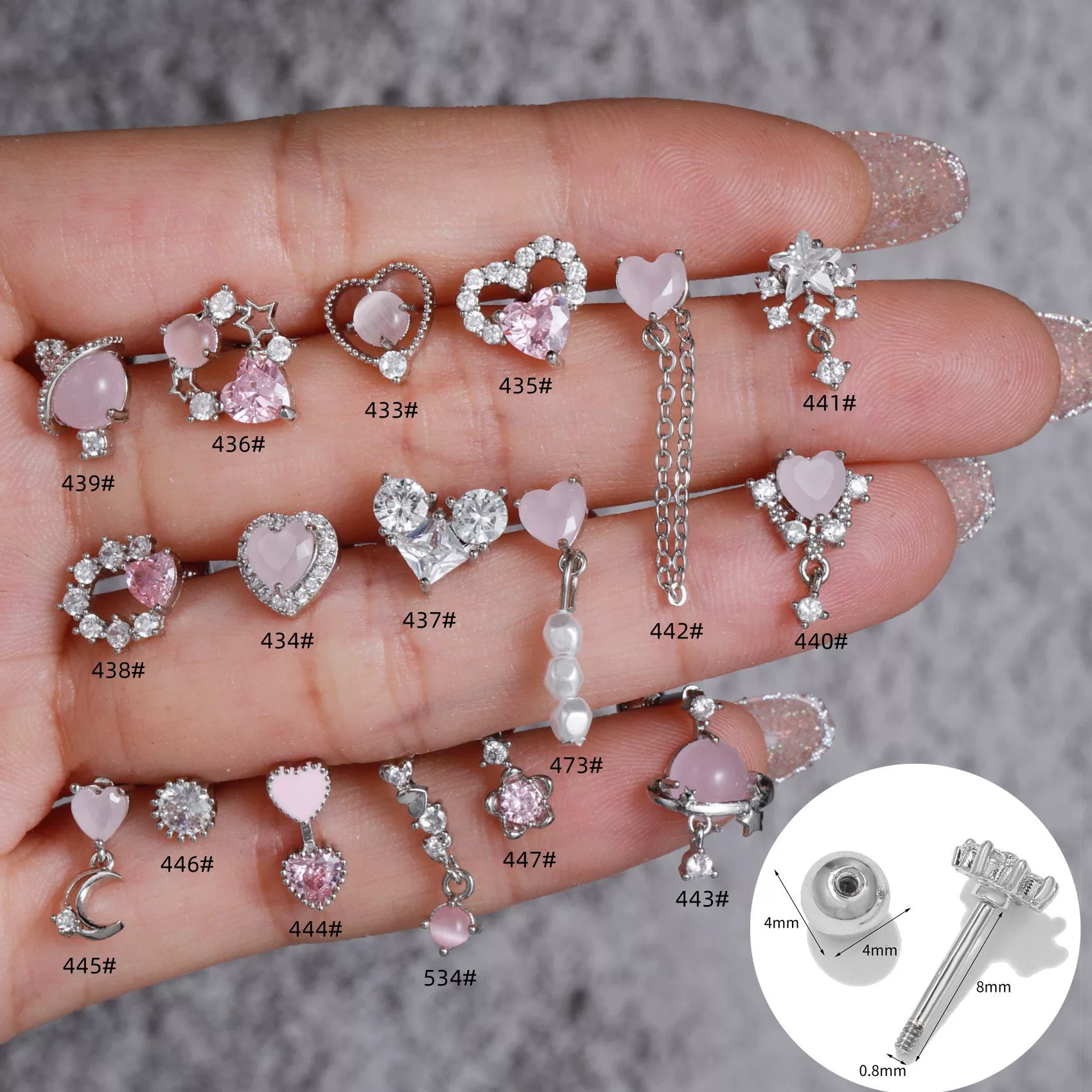 (Cross-border trading), fuchsia piercing, earrings
