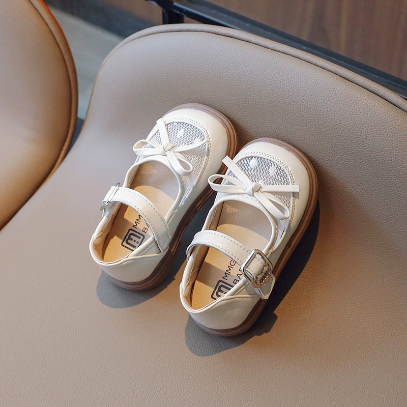 Shoes for leather shoes, children's footwear with bow for princess, Korean style