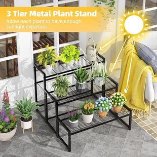 Carbon Steel Storage Rack Balcony Floor-Standing Multi-Layer Indoor Living Room Decorative Flower Table Iron Flower Succulent Flower Pot Rack