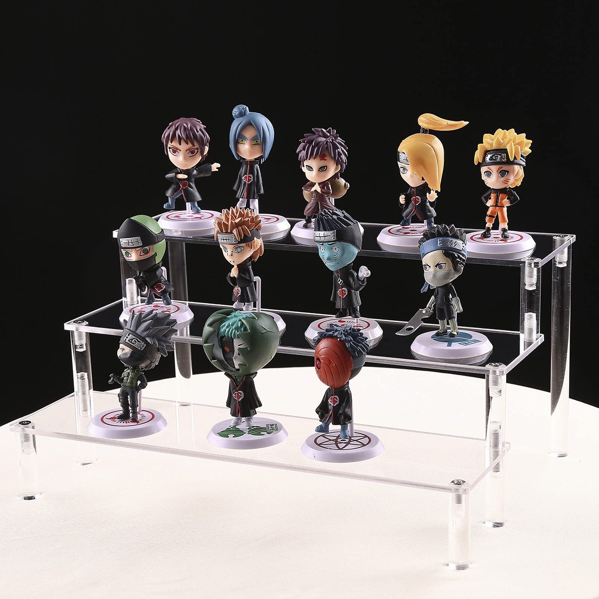 华秋亚克力阶梯式透明手办装饰小物件收纳可拆卸方便简约置物架