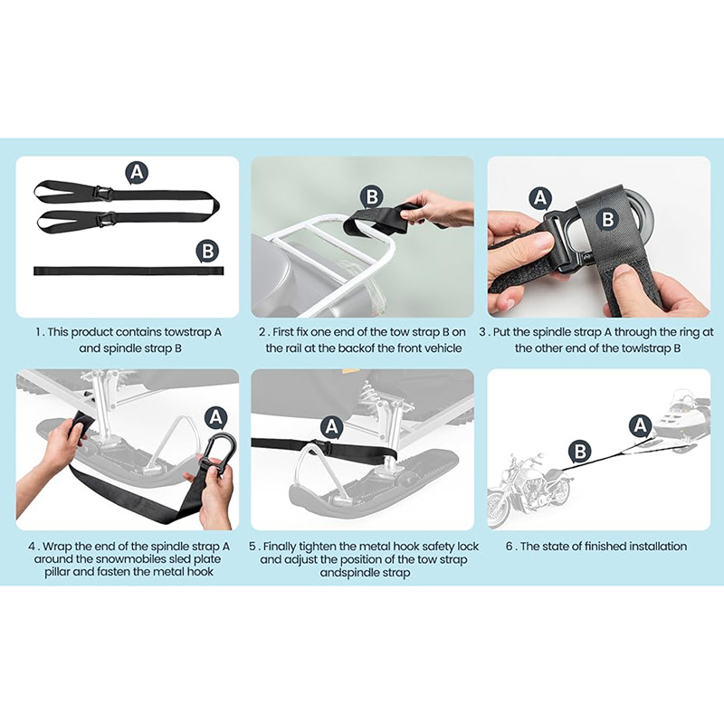 Trolley de trineos accesorios de cuerda de tracción Carro de esquí fuerza de la cuerda de remolque ATV de servicio pesado nieve motocicleta cuerda de remolque