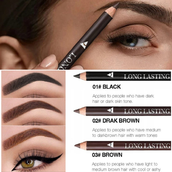 in stock Cross-border Beauty Makeup Wooden Rod Waterproof Sweat-proof Anti-blooming Dual-purpose Eyebrow Pen Eyeliner Makeup Pen