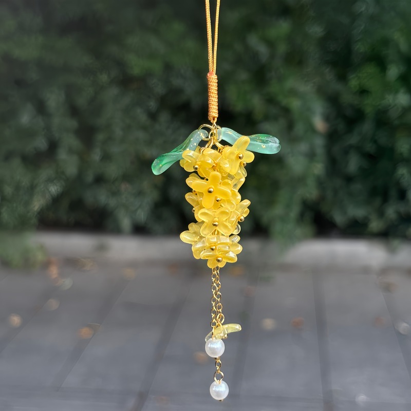 New Osmanthus Phone Strap Tassel Fresh Bag Pendant Fashion Versatile Lanyard Design Niche Car Cc
