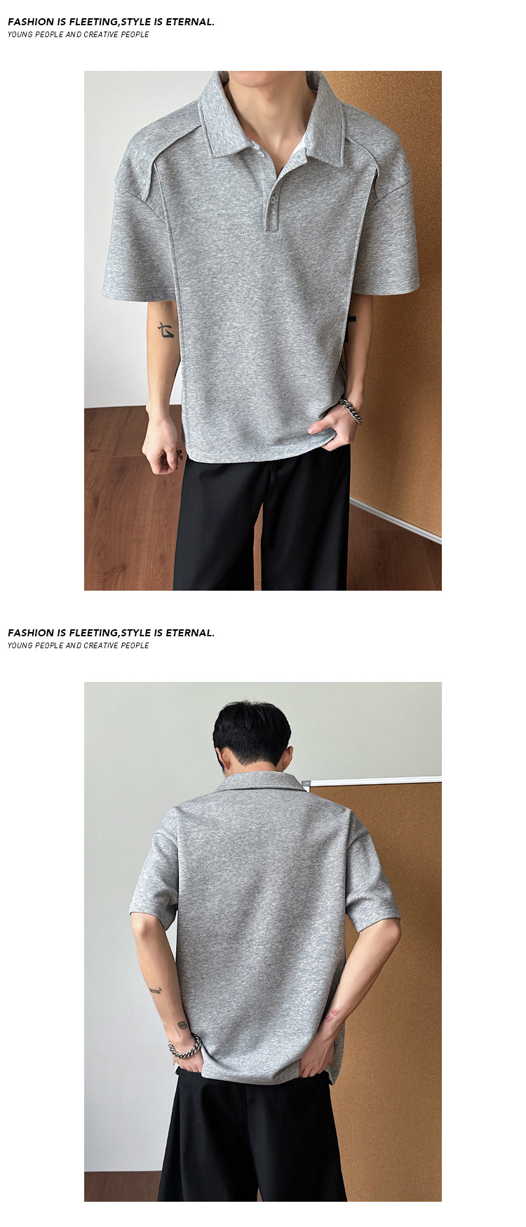 Herren Hemd Im Hongkong Style Mit Revers Und Kurzen Ärmeln_voghion.com