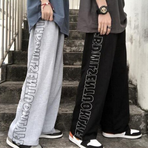 Spring and Autumn Korean Version Ins Original Host Trend Straight Letter Street Loose Sporty Casual Pants for Men and Women Trend