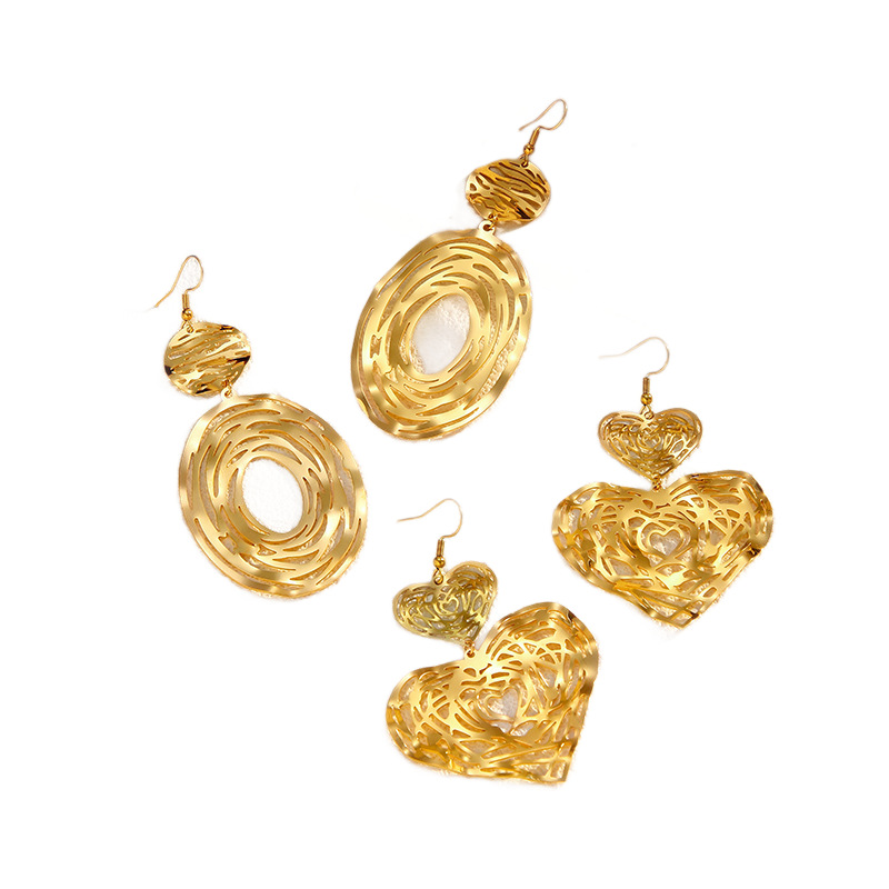 Aretes de oro geométrico de estilo europeo y americano mujeres estilo de moda estilo