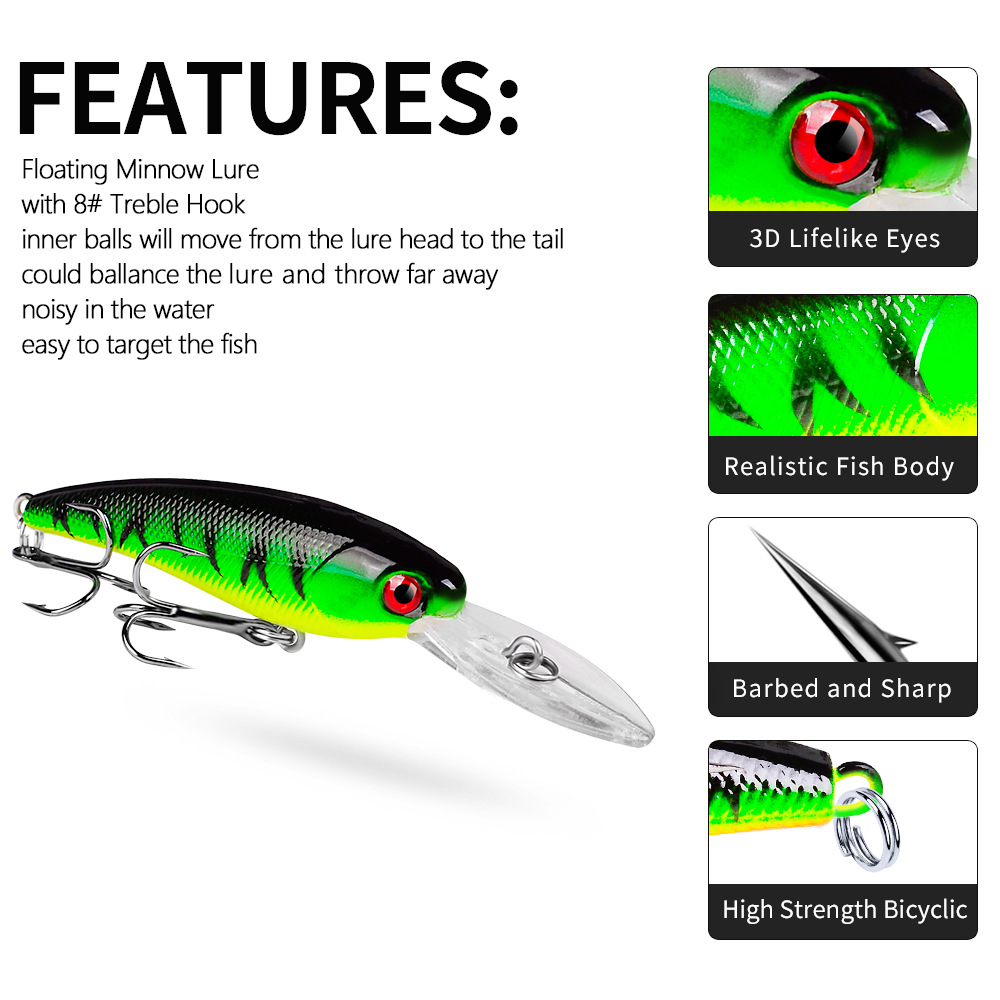 10 Colors Floating Jerkbaits Lures Hard Plastic Minnow Baits Fresh Water Bass Swimbait Tackle Gear