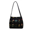 Fresh cute fashionable brand trend one-shoulder bag, 2023 collection, with embroidery