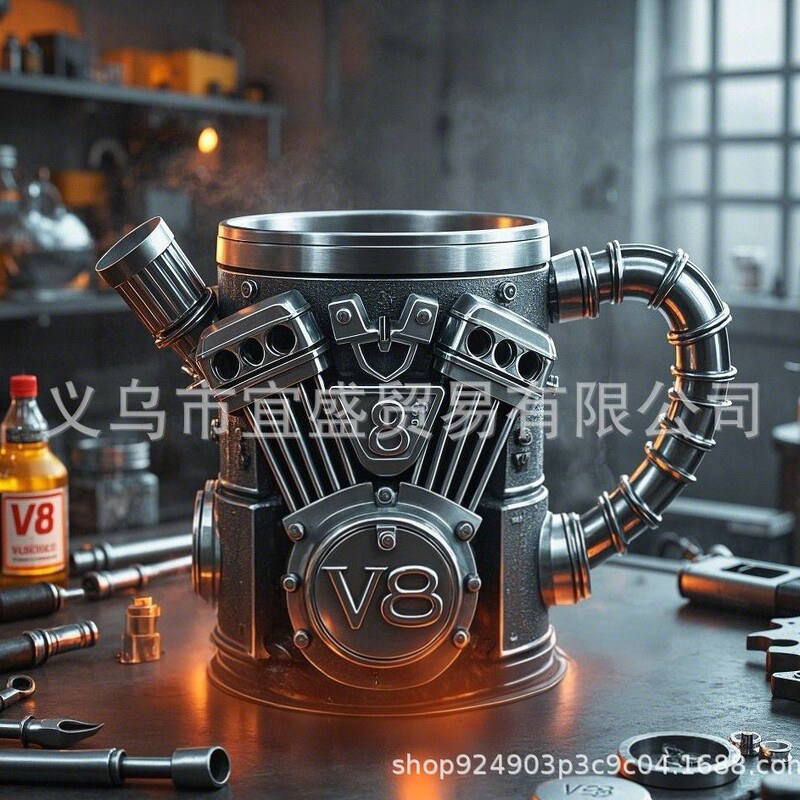 クロスボーダー新型エンジンv 8カップ置物創意的機械感マグカップ置物v 6芸術カップ樹脂置物|undefined
