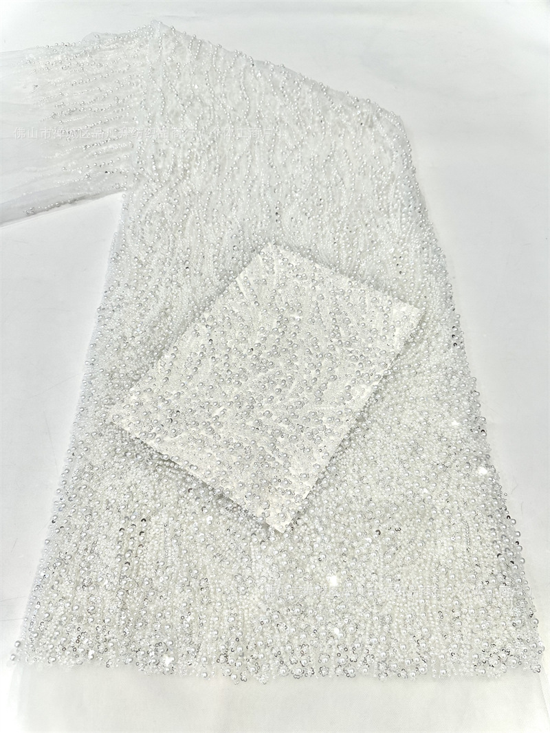 Industria pesada de moda Gao Ding vestido de boda tela tubo de perlas bordado vidrio de bolsas de perlas de comercio exterior transfronterizo LACE