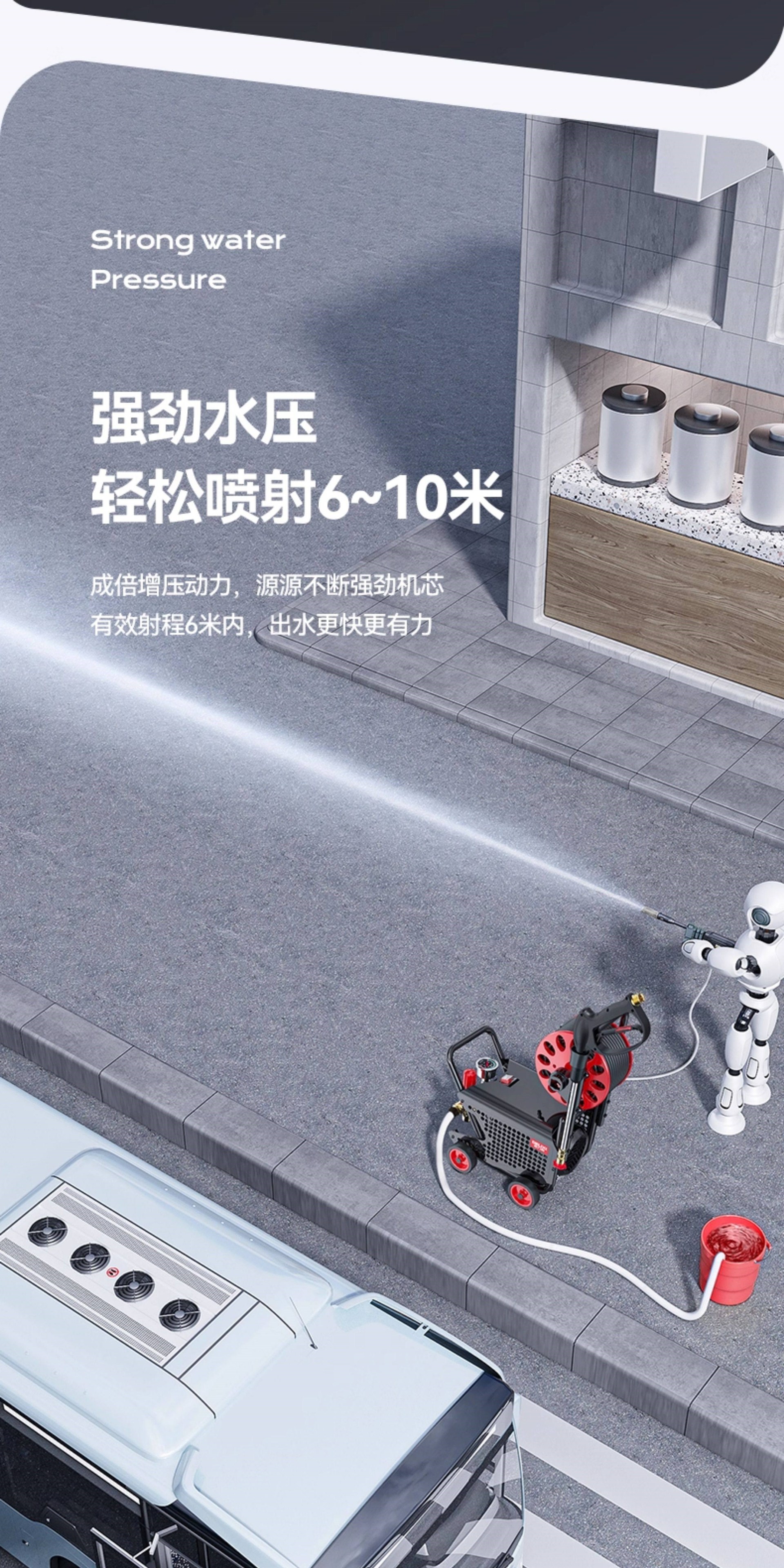 Delixi New Model Car Washing Machine 220V High-Pressure Water Gun for Home Use, High-Power Cleaning Brush Car Washer Pump, Powerful Floor Cleaning Tool