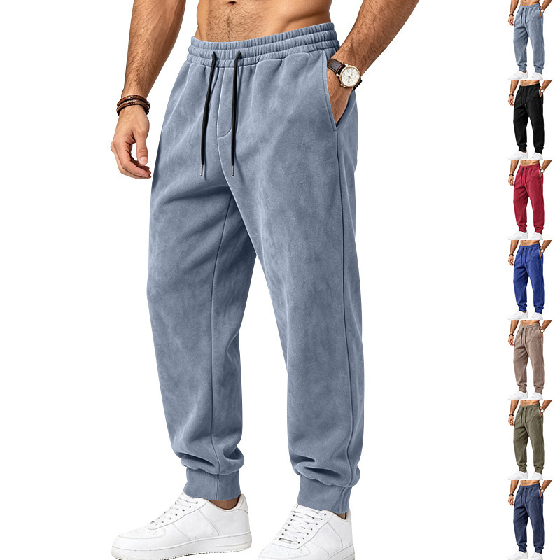 Amazon independent store cross-border men's suede casual sports commuting simple breathable jogging solid color sweatpants Amazon independent store cross-border men's suede casual sports commuting simple breathable jogging solid color sweatpants