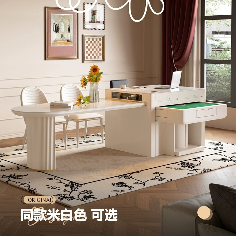 Mesa de mesa de mesa de mesa de mesa de isla integrada para uso doméstico, placa de roca retráctil, máquina de mahjong multifuncional, fuego a la parrilla, mesa de mahjong eléctrica, mesa de comedor de doble uso
