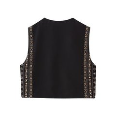 ZR foreign trade wholesale European and American style women's clothing French fashion beaded embroidered cardigan short vest 6895231