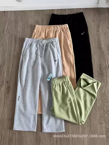 25 Spring Fall Overseas Hot Seller Small Swoosh Nocta Collab Couple's Fleece Loose Straight Leg Knit Sweatpants