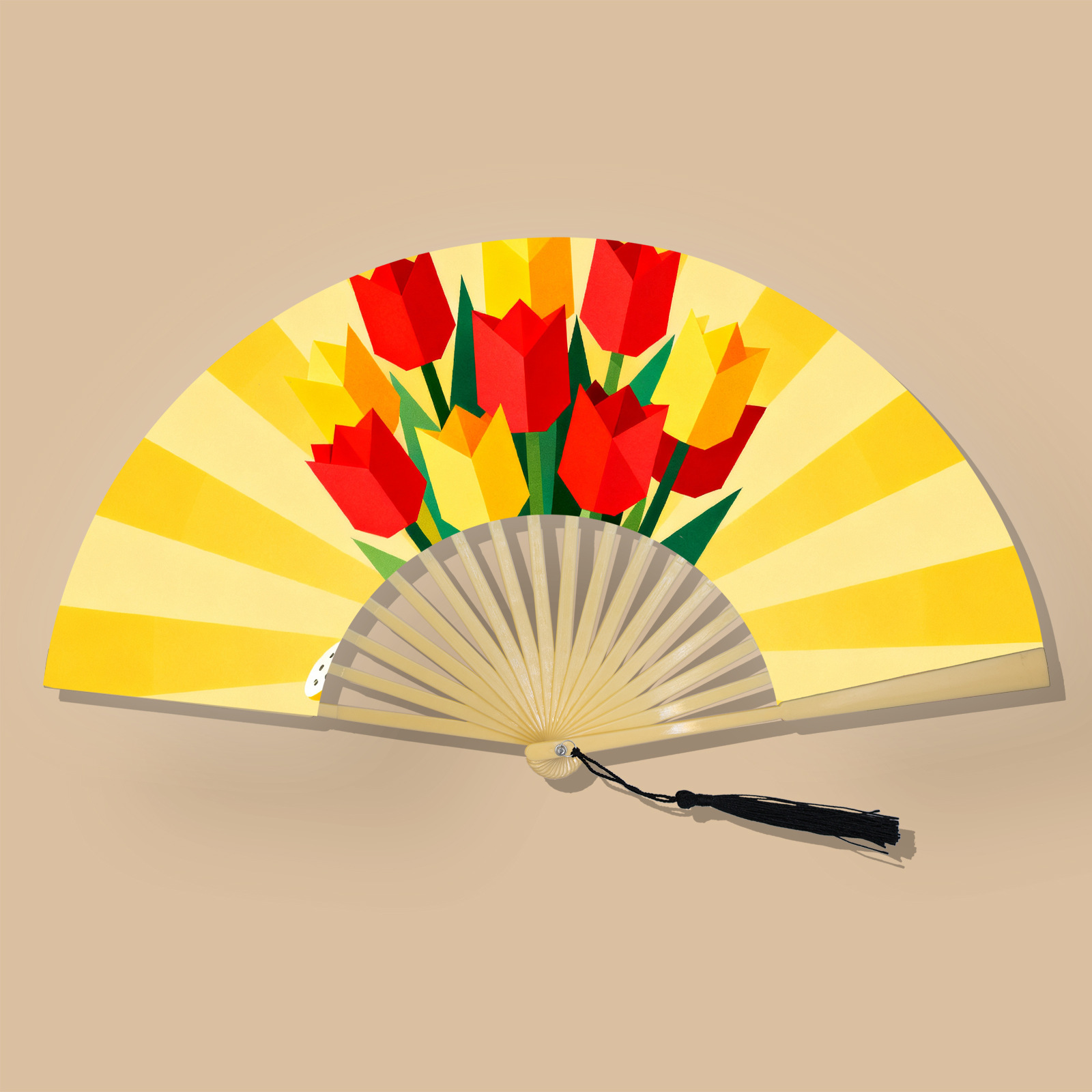 Abanico Plegable Artesanal de Poliéster y Plástico, para Hanfu y Eventos image 18