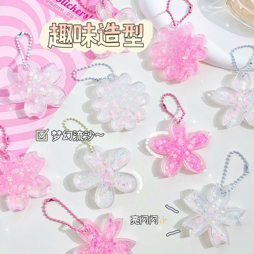 Creative cherry blossom oil flow sand gaga brick DIY flow sand mahjong gourd plate card brick decorative accessories keychain plate