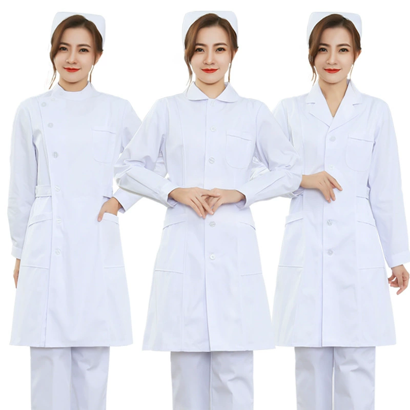 Одежда медсестры Женский длинный рукав Осенний и зимний короткий рукав с кукольным воротником с круглым вырезом