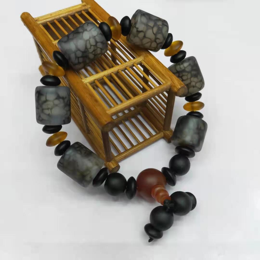 Guangshun Jewelry's new frosted black dragon pattern agate bracelet, diy Buddhist prayer beads, agate bracelet and bracelet manufacturer wholesale detail image 3