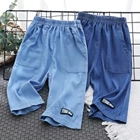 Циндао джинсовые шорты фабрика моды Tencel укороченные шорты для средних и больших детей эластичные Мытые внешней торговли брюки Tencel senshang
