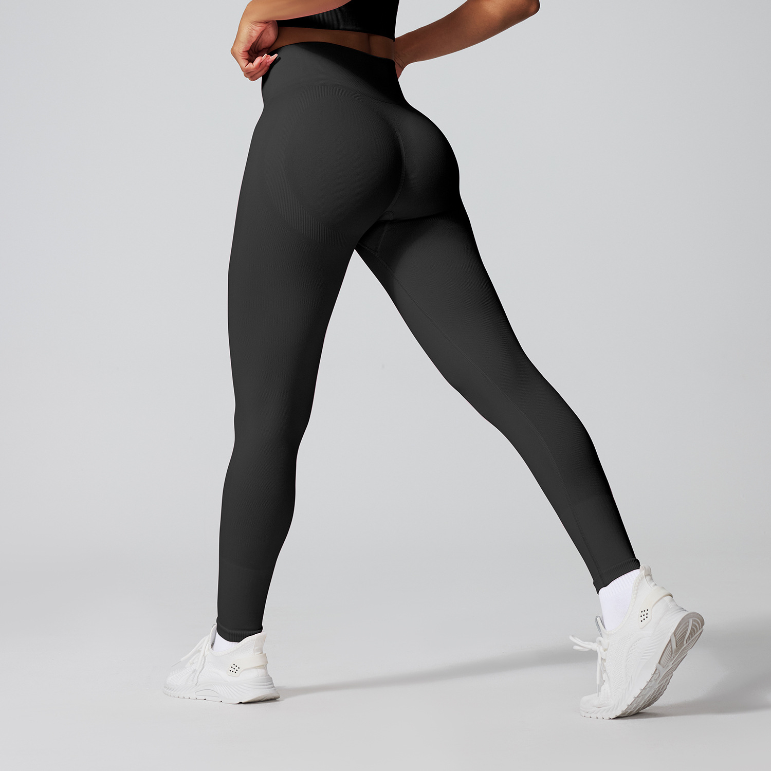 Transfronterizo sin costuras de miel de melocotón para mujeres, pantalones de entrenamiento para correr, secado rápido, cintura alta y caderas.