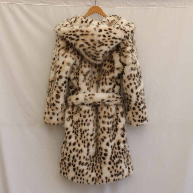 Women's Clothing Women's Leopard Fur Coat Fox Fur Long Coat Toka Wool Hooded Warm Winter Mink Windbreaker_voghion.com