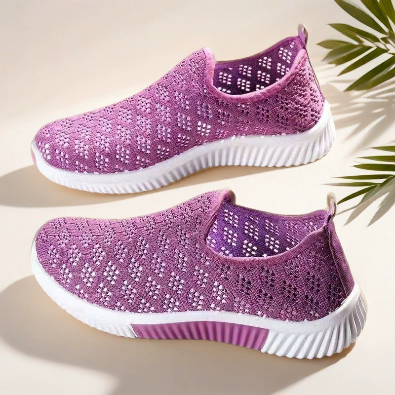 Женские повседневные дышащие сандалии из хлопчатобумажной ткани с перфорацией, низкие, с круглым носком, без застежек, осень 2024 года