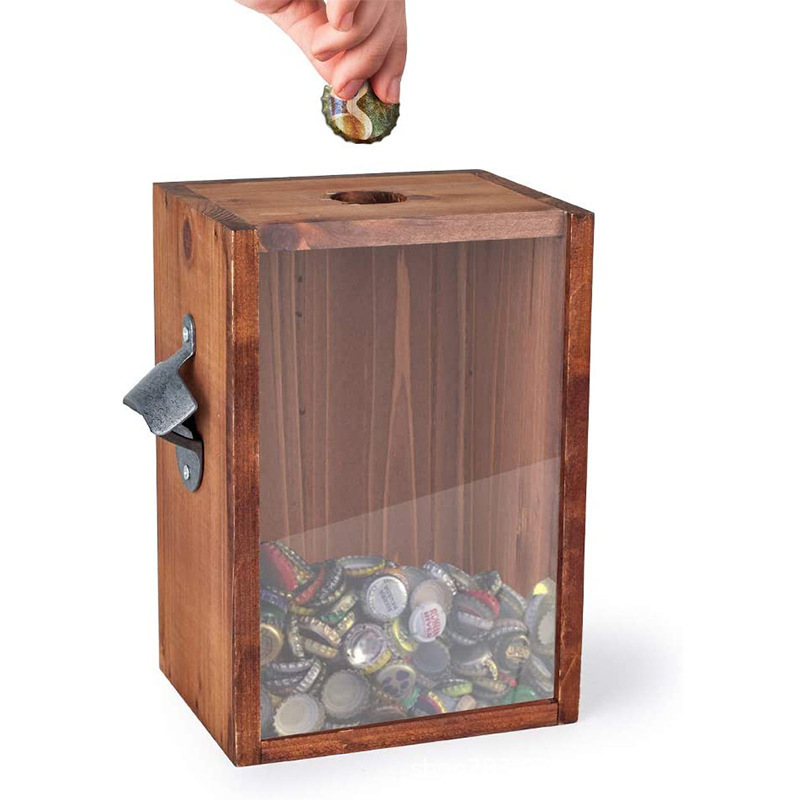 나무 맥주 뚜껑 보관 상자 병따개 나무 상자 맥주 병 캡 디스플레이 상자 빈티지 와인 마개 저장 상자
