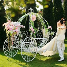 户外园林景观南瓜车花架婚纱摄影道具婚礼装饰摆件展览白色花车
